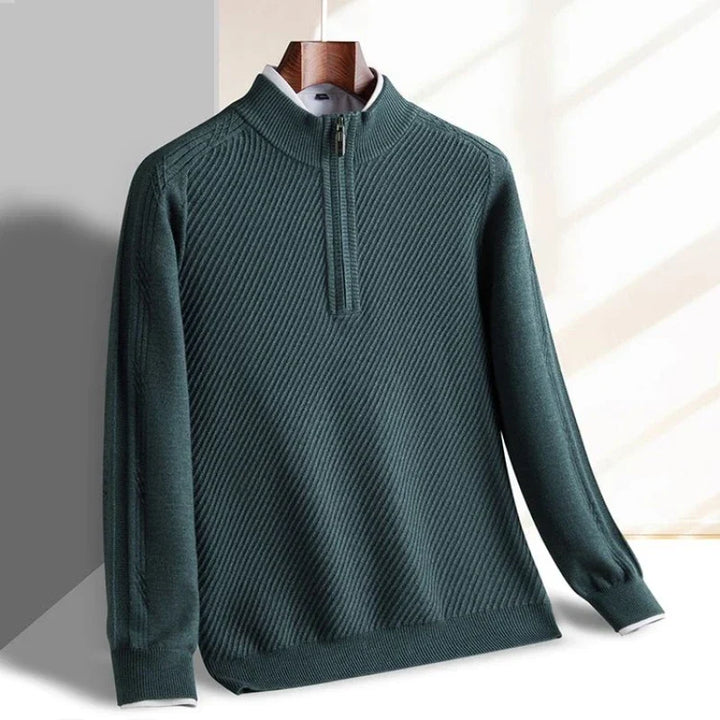 Men's Half-Zip Ribbed Pullover Sweater