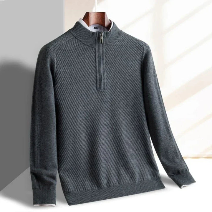 Men's Half-Zip Ribbed Pullover Sweater