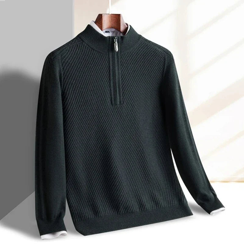 Men's Half-Zip Ribbed Pullover Sweater