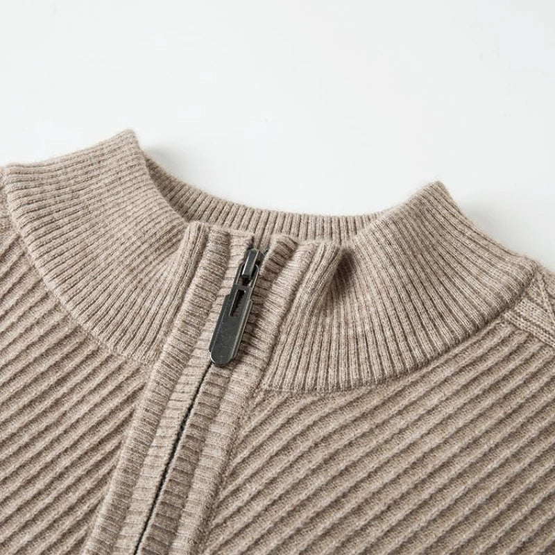 Men's Half-Zip Ribbed Pullover Sweater