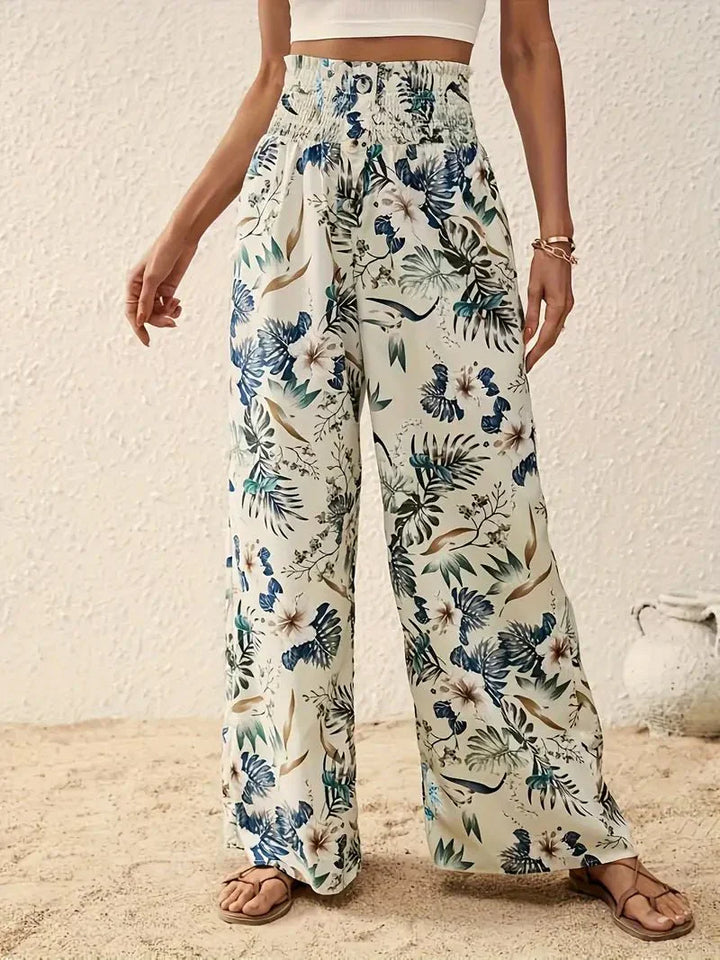 Alexa | Women's Elegant Floral Trousers-The Yellow Prime