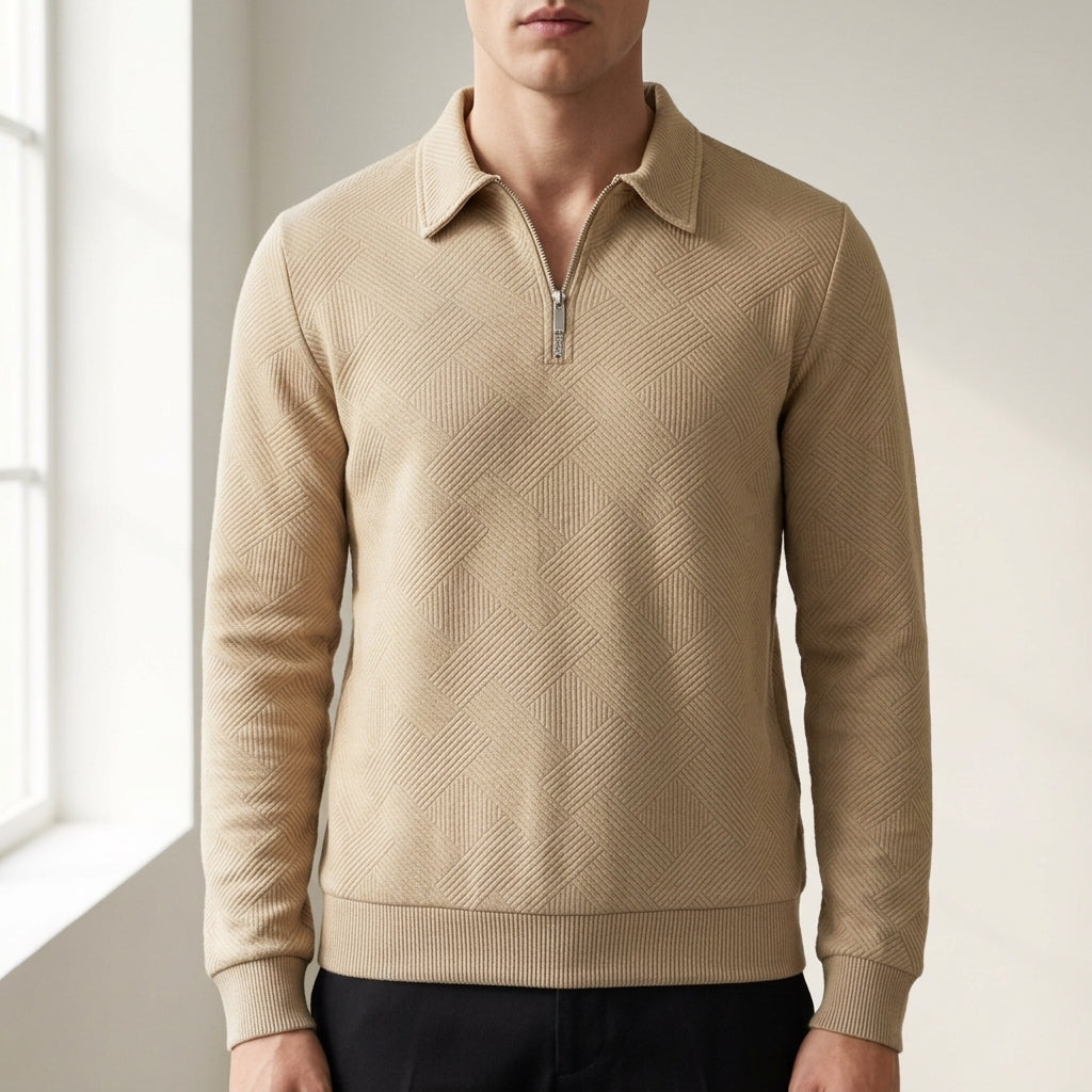 Men's Textured Quarter-Zip Pullover Sweater