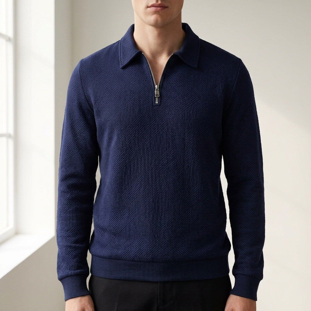 Men's Textured Quarter-Zip Pullover Sweater