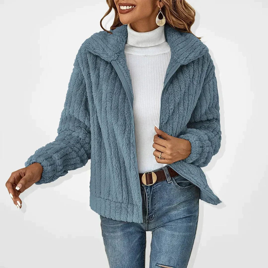 Women's Relaxed Fit Fluffy Sherpa Zip-Up Cardigan