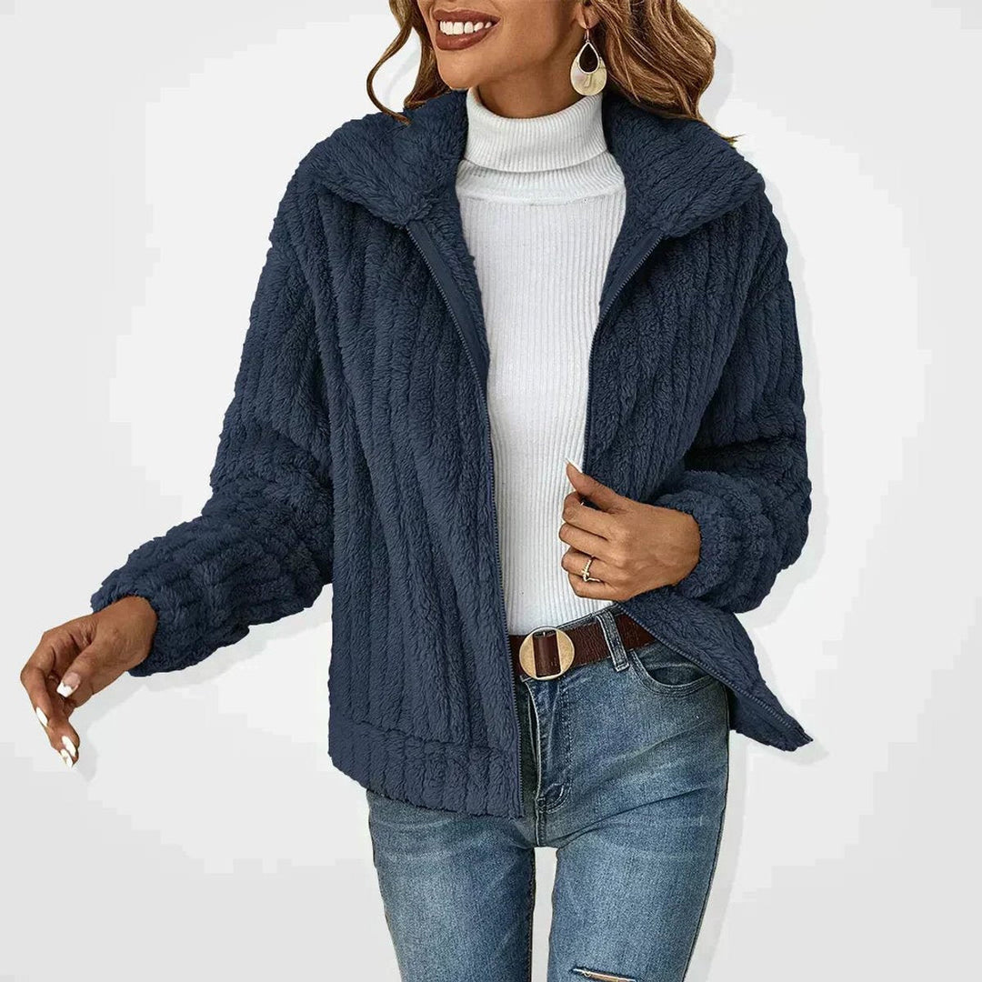 Women's Relaxed Fit Fluffy Sherpa Zip-Up Cardigan