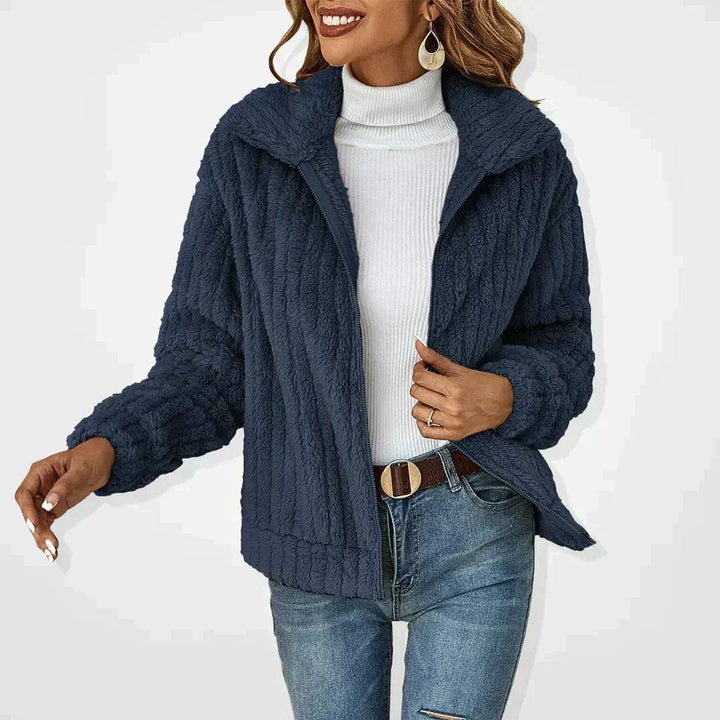Women's Relaxed Fit Fluffy Sherpa Zip-Up Cardigan