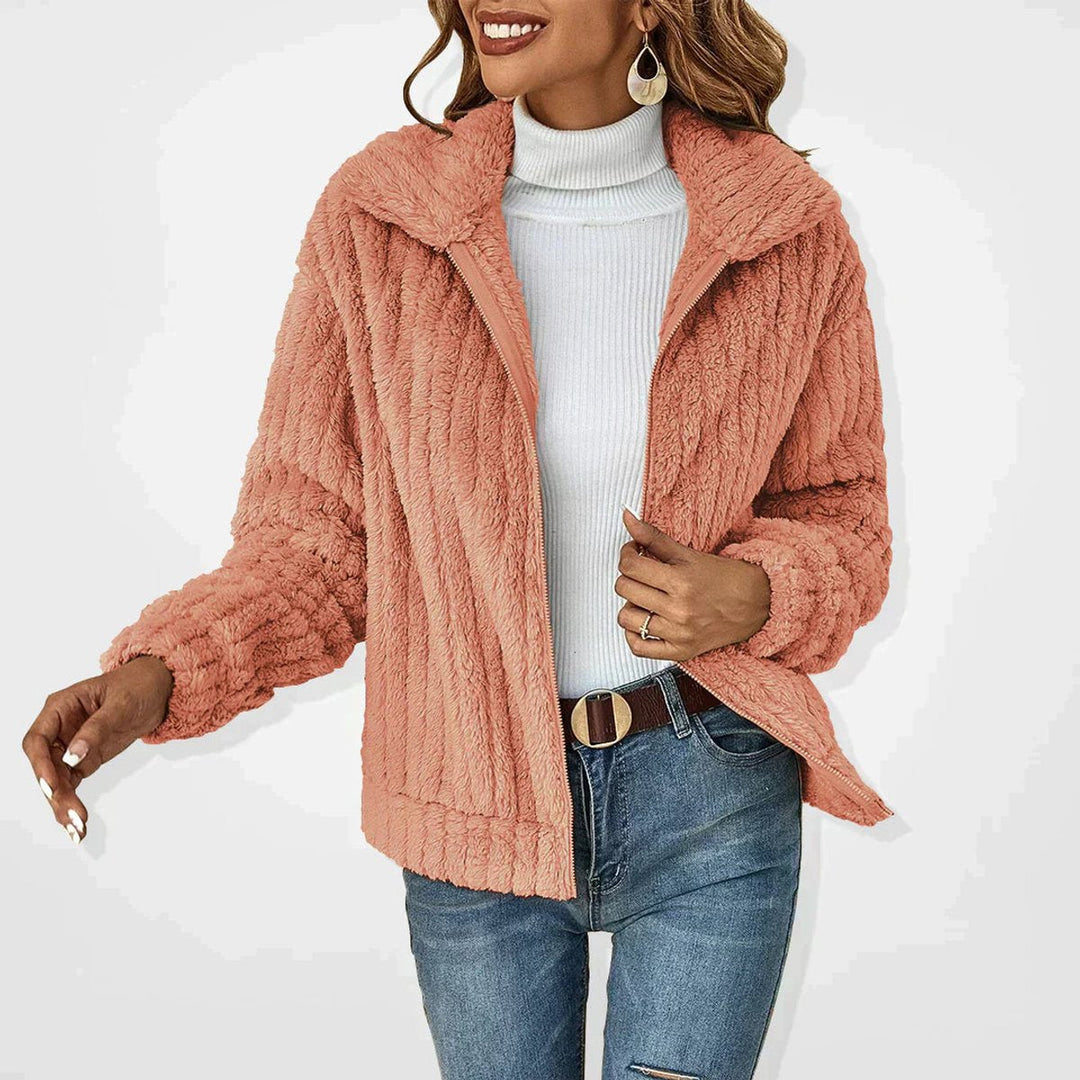 Women's Relaxed Fit Fluffy Sherpa Zip-Up Cardigan