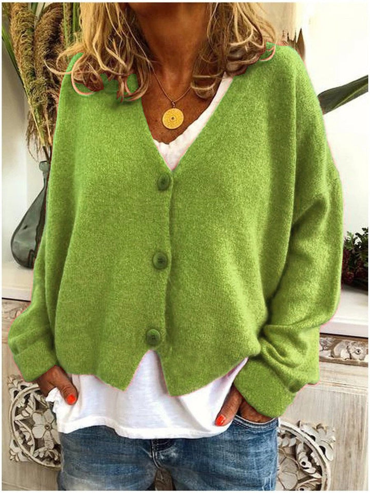 Women's Relaxed Fit V-Neck Button-Front Knit Cardigan