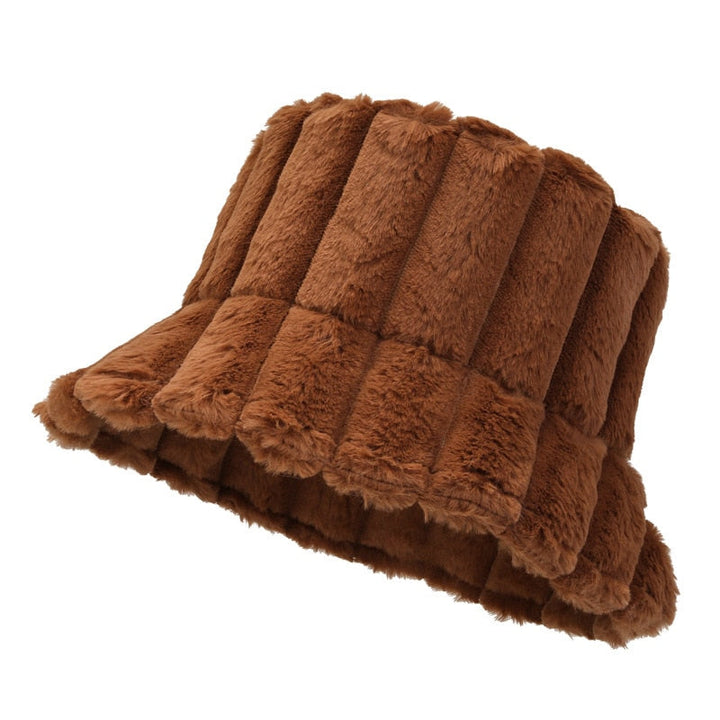 Women's Warm Cozy Bucket Hat - Ribbed Faux Fur for Winter-The Yellow Prime