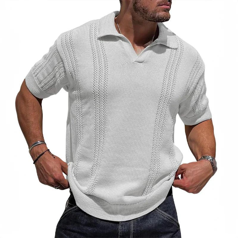Davy | Men's Refined Knitted Summer Polo Shirt-The Yellow Prime