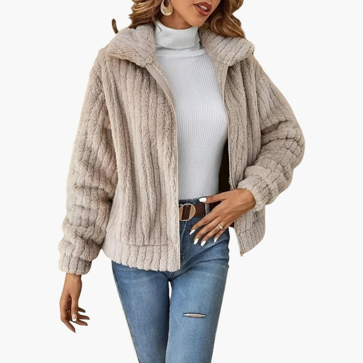 Women's Longline Fleece Cardigan with Open Front and Long Sleeves