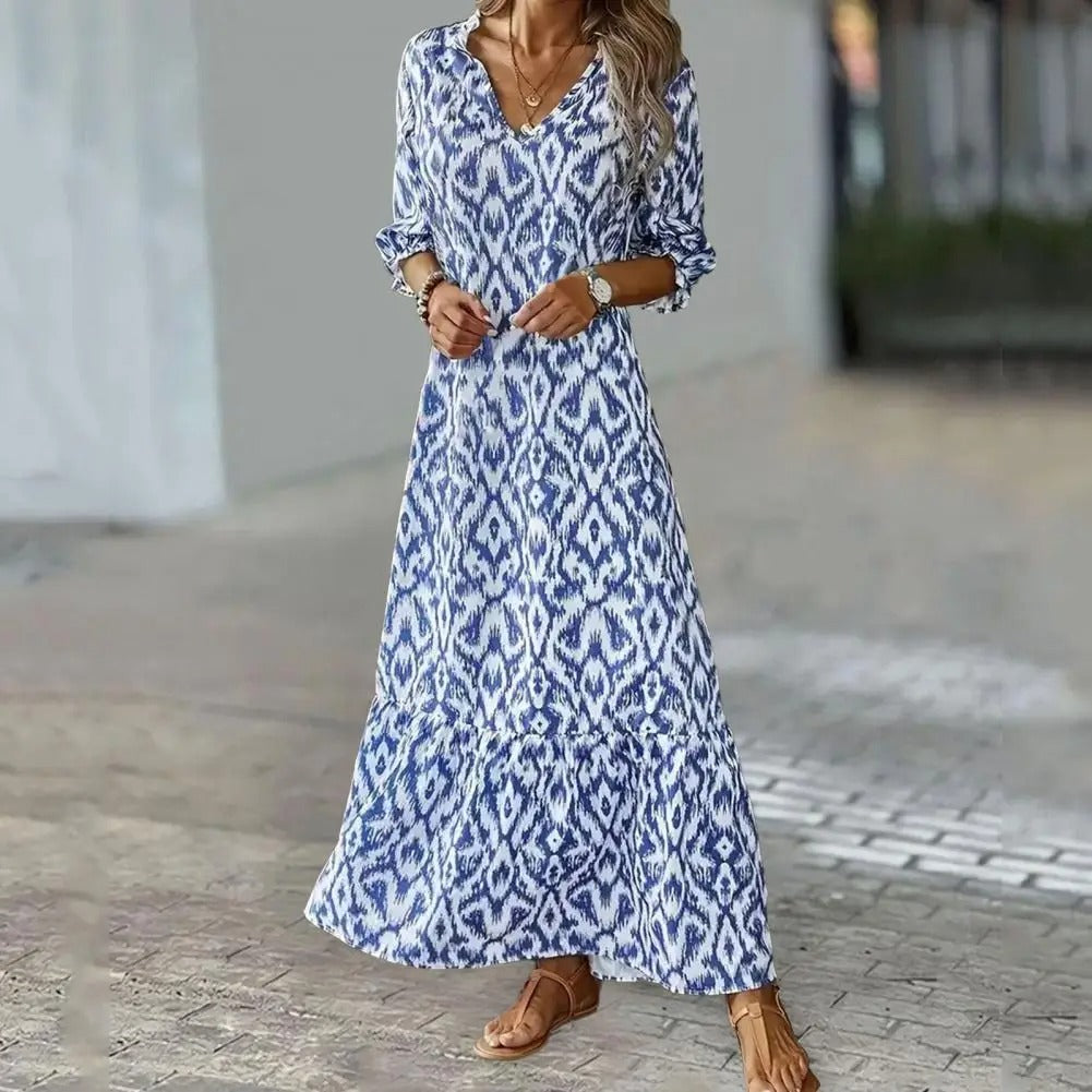 Valeriana | Women's Elegant Summer Maxi Dress-The Yellow Prime