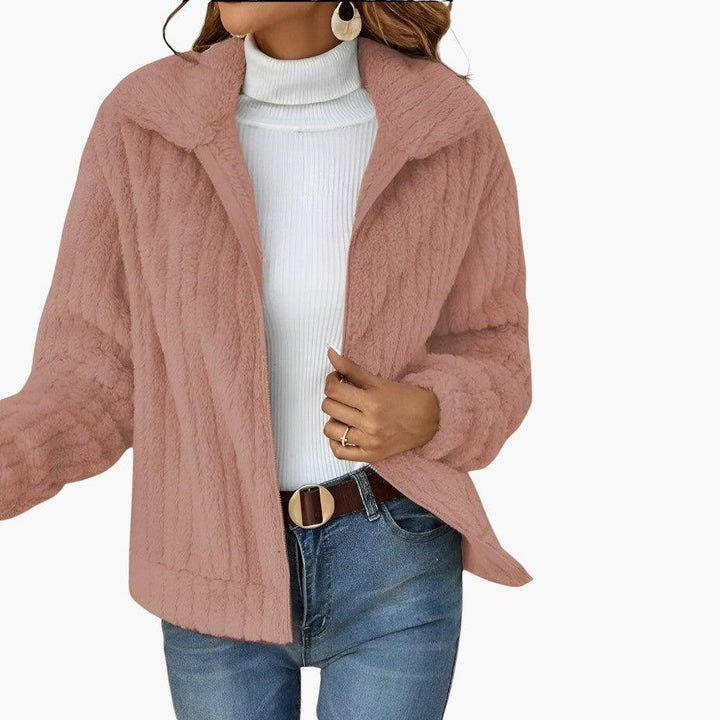 Women's Longline Fleece Cardigan with Open Front and Long Sleeves