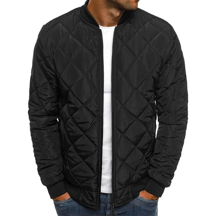 Men's Quilted Bomber Jacket – Stylish Baseball Collar with Zip