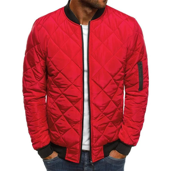 Men's Quilted Bomber Jacket – Stylish Baseball Collar with Zip