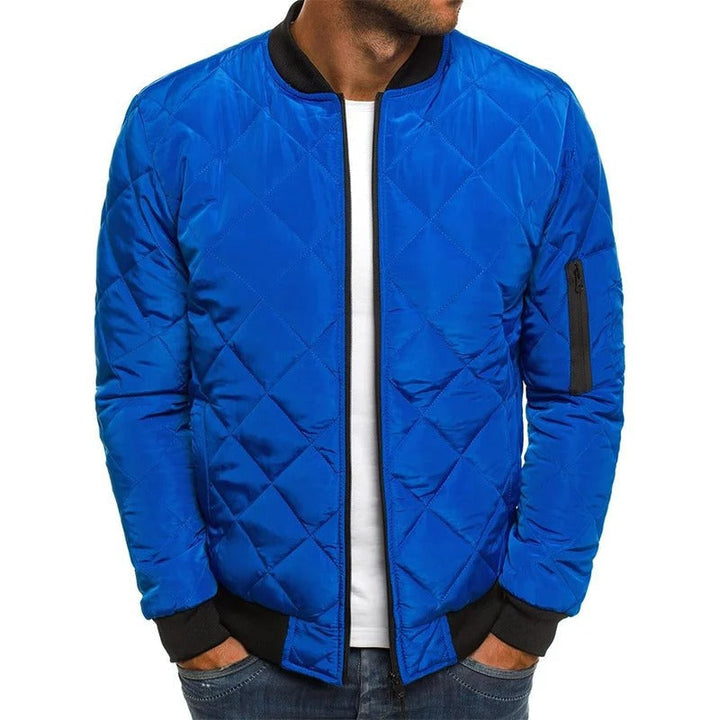 Men's Quilted Bomber Jacket – Stylish Baseball Collar with Zip