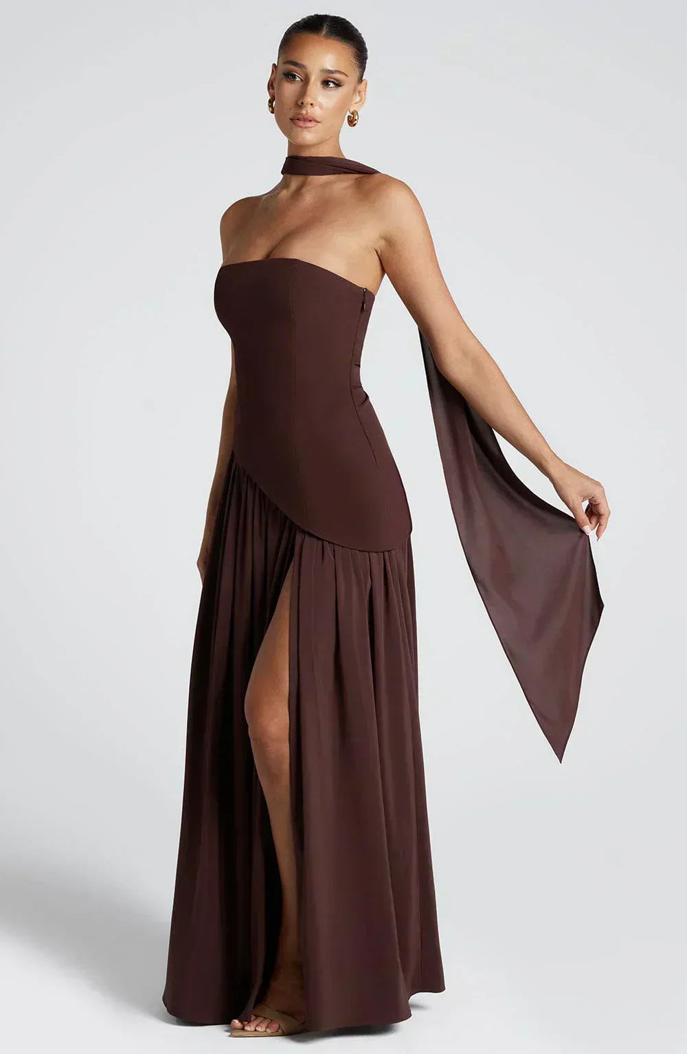 Allegra | Women's Asymmetrical Maxi Dress for Wedding Guests-The Yellow Prime