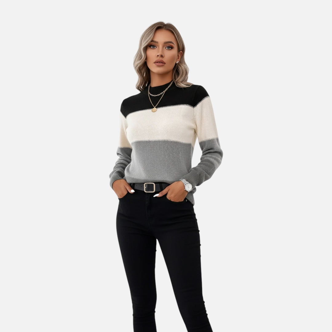Women's Classic Striped Crew Neck Sweater