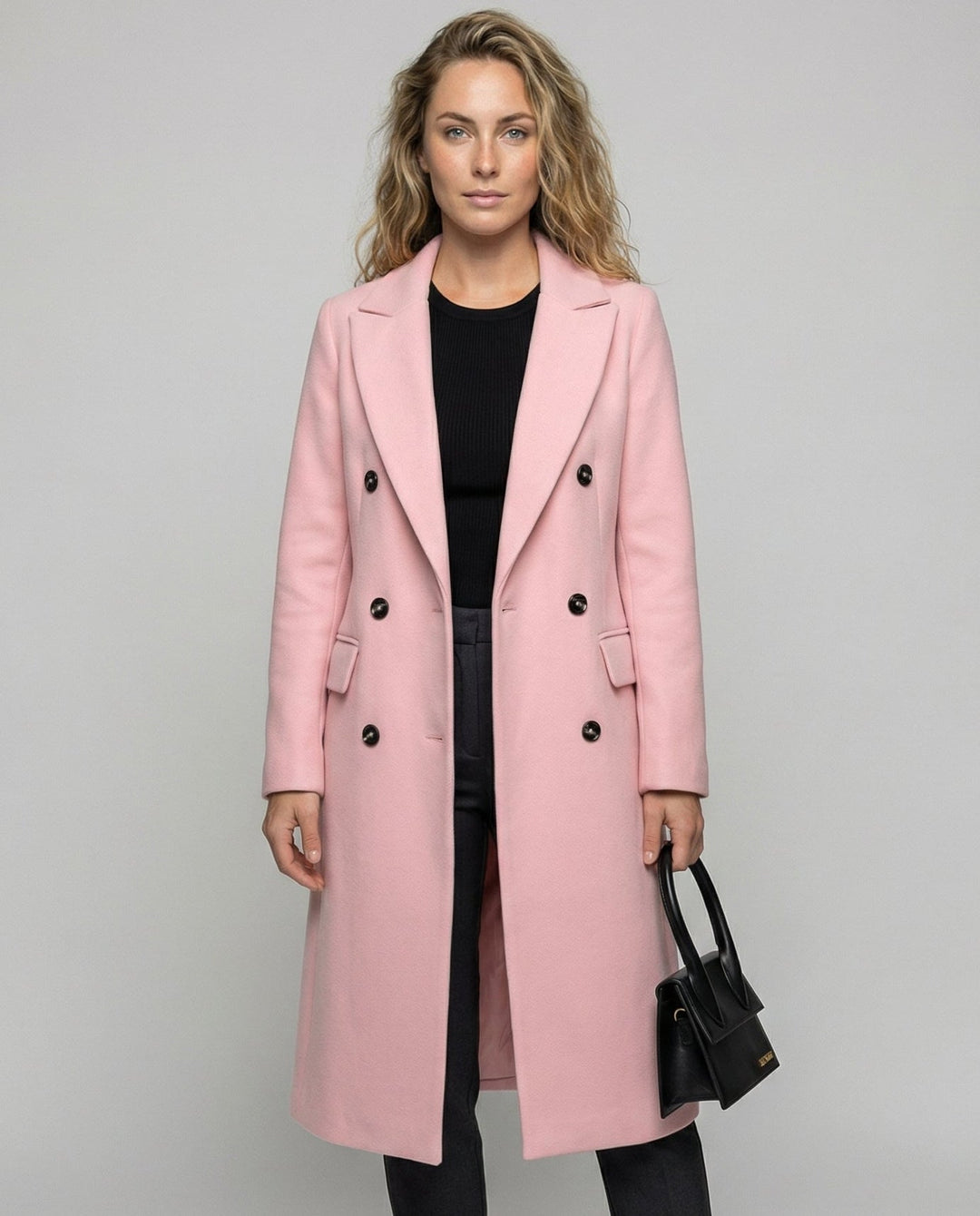 Elegant trenchcoat med huva och slag med hack för kvinnor