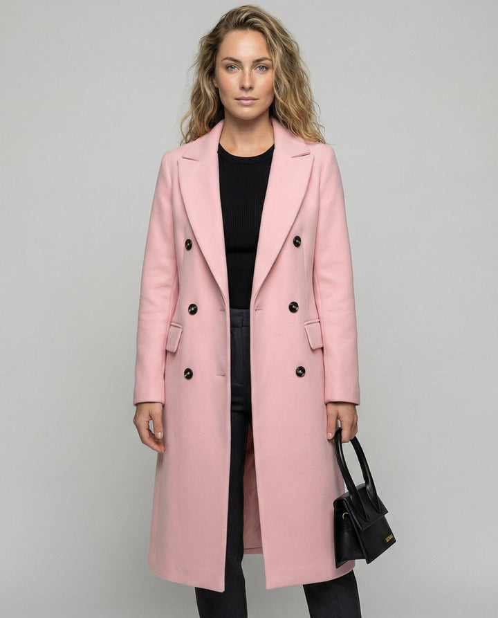Elegant trenchcoat med huva och slag med hack för kvinnor