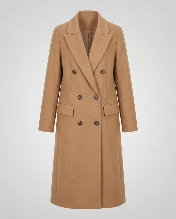 Elegant trenchcoat med huva och slag med hack för kvinnor