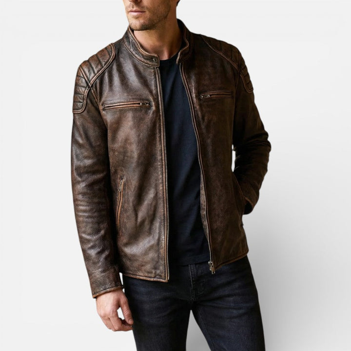 Giacca da moto da uomo in pelle