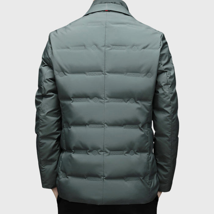 Men's Duck Down Puffer Windbreaker Blazer with Notch Lapel
