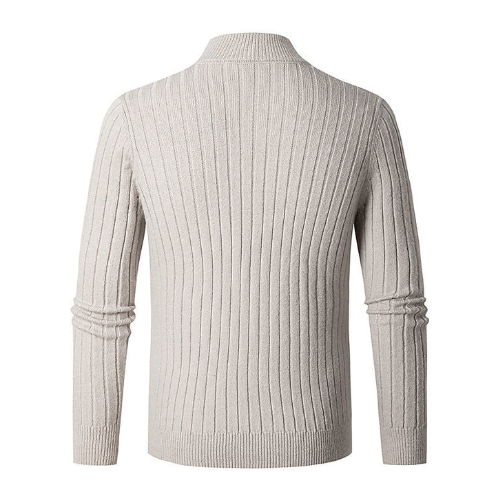 Maglione classico da uomo a coste con cerniera a un quarto