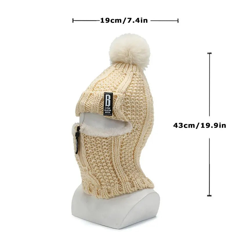 Women's Warm Knitted Balaclava - Ribbed Cotton Blend-The Yellow Prime