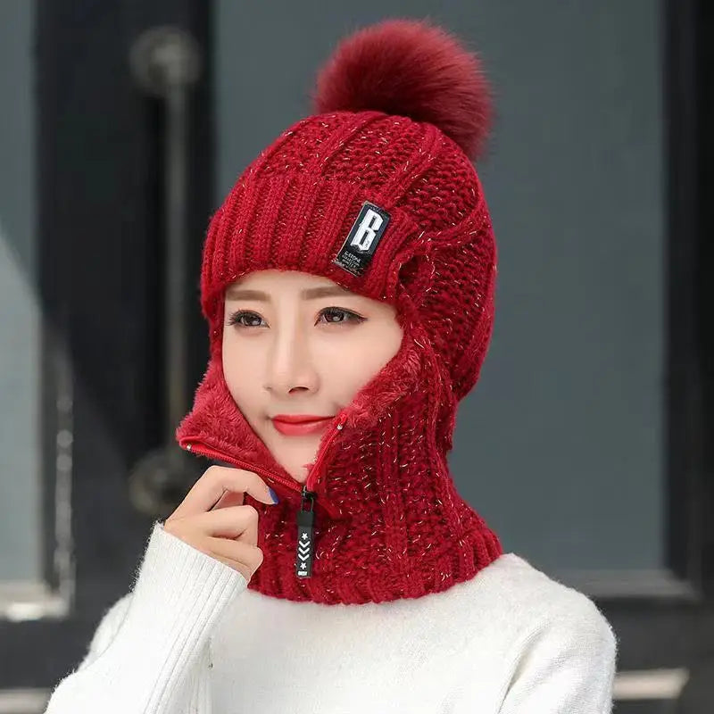 Women's Warm Knitted Balaclava - Ribbed Cotton Blend-The Yellow Prime
