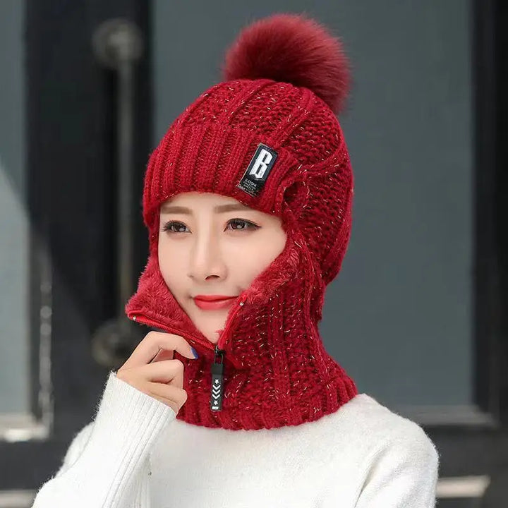 Women's Warm Knitted Balaclava - Ribbed Cotton Blend-The Yellow Prime
