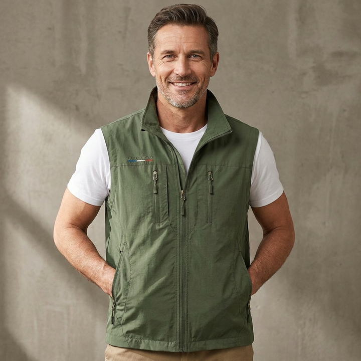 Men's Hooded Zip-Up Draped Coat