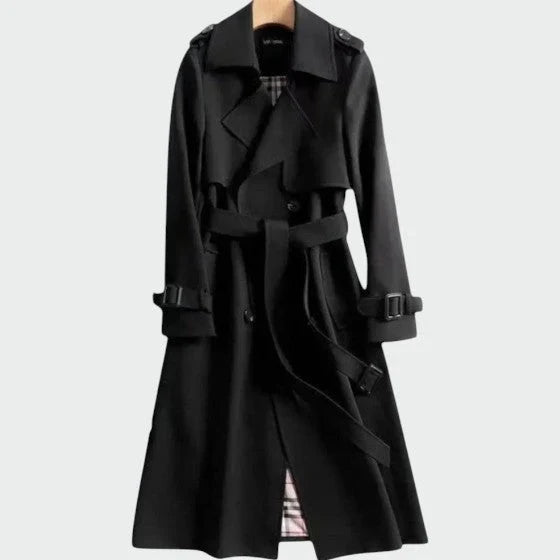 Dames klassieke trenchcoat met ceintuur en dubbele rij knopen