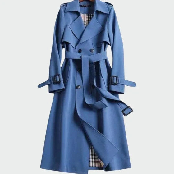 Dames klassieke trenchcoat met ceintuur en dubbele rij knopen