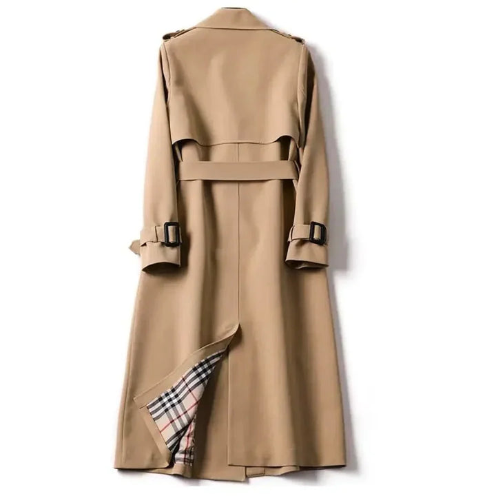 Dames klassieke trenchcoat met ceintuur en dubbele rij knopen