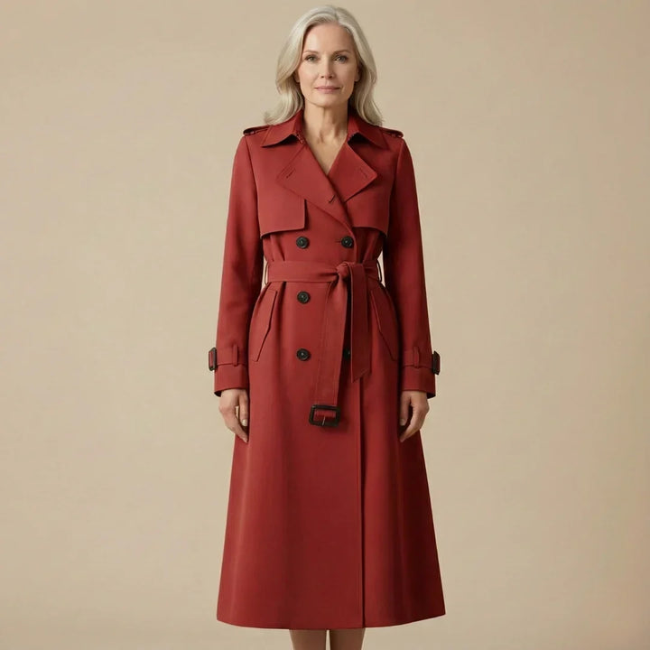 Dames klassieke trenchcoat met ceintuur en dubbele rij knopen