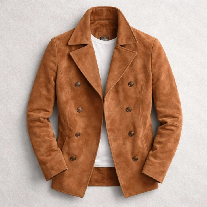 Dubbellaagse suède blazer voor heren