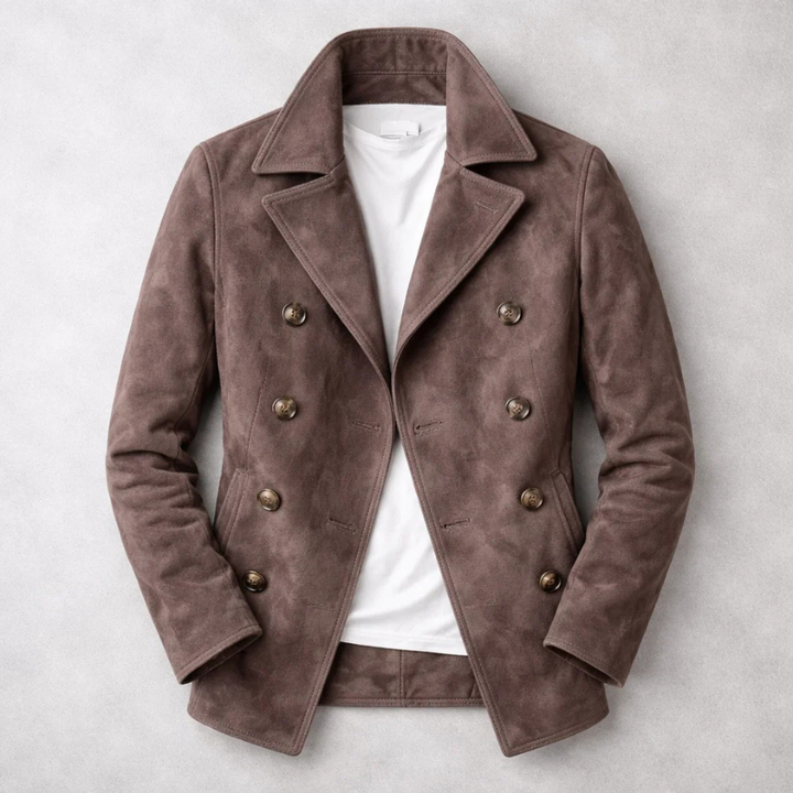 Dubbellaagse suède blazer voor heren
