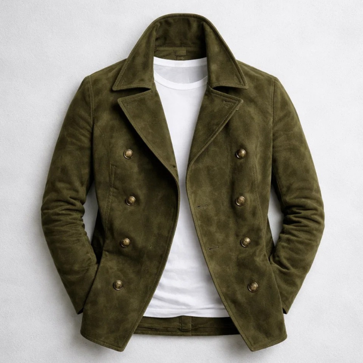 Dubbellaagse suède blazer voor heren