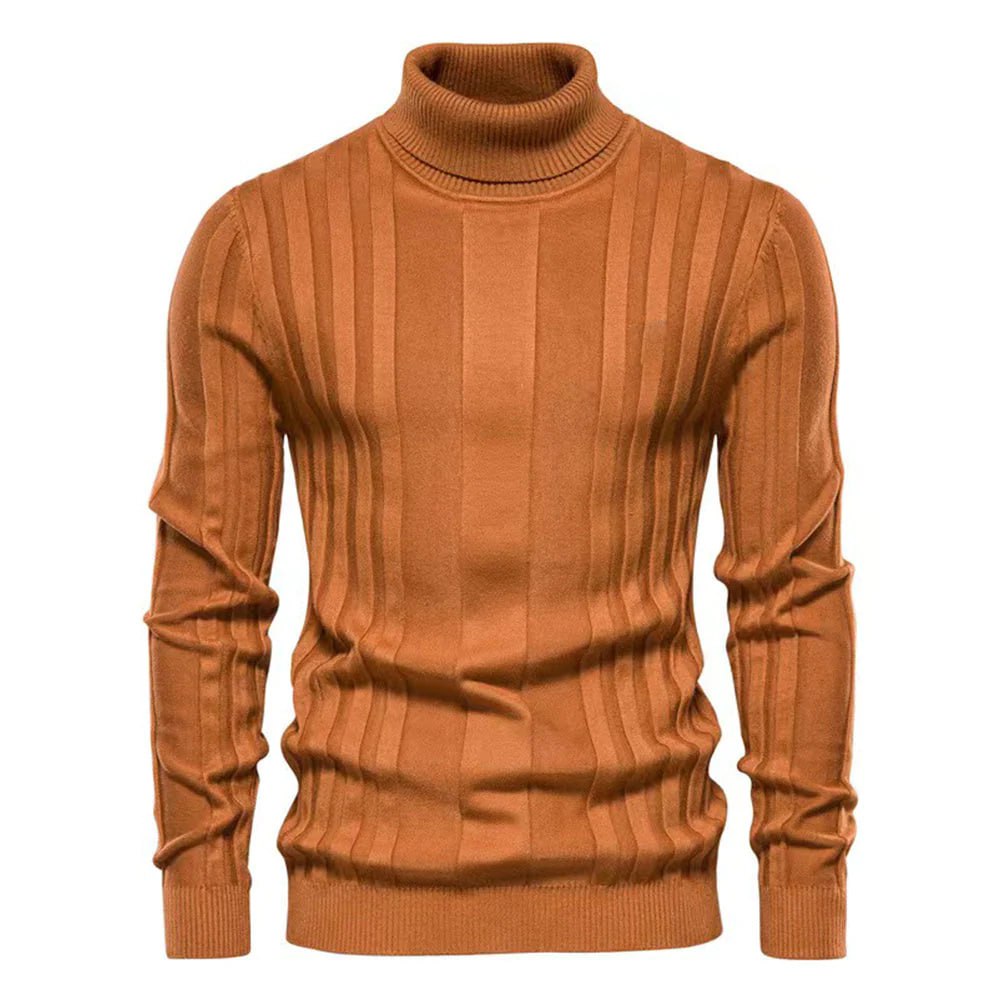 Men's Slim Knit Turtleneck Sweater for Winter Wear