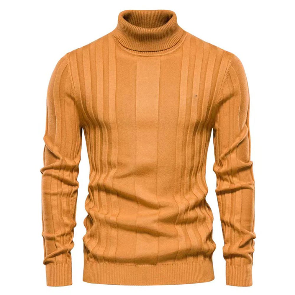Men's Slim Knit Turtleneck Sweater for Winter Wear