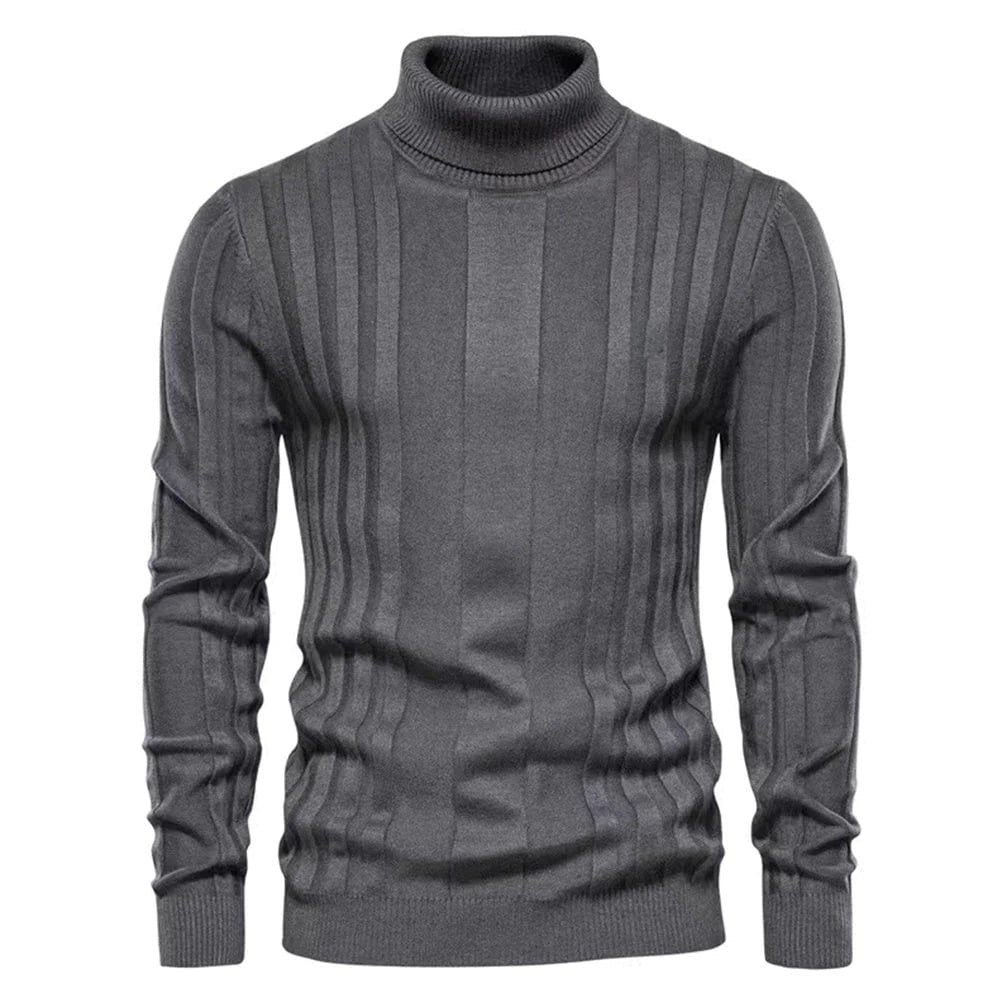 Men's Slim Knit Turtleneck Sweater for Winter Wear