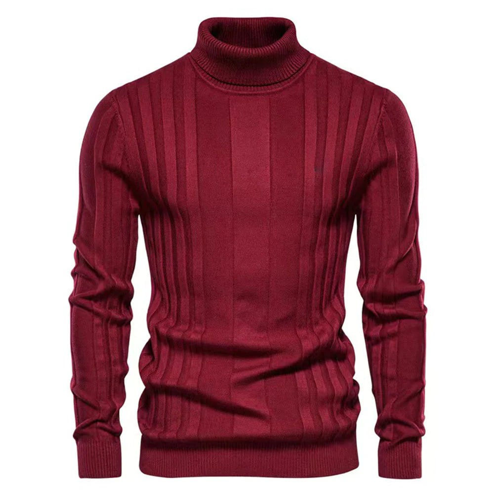Men's Slim Knit Turtleneck Sweater for Winter Wear
