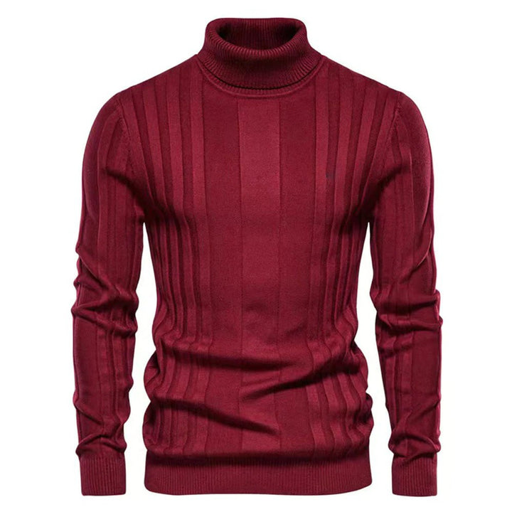 Men's Slim Knit Turtleneck Sweater for Winter Wear