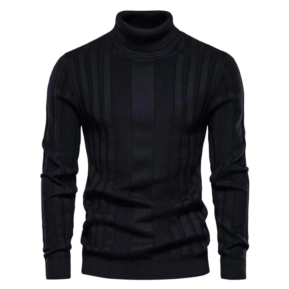 Men's Slim Knit Turtleneck Sweater for Winter Wear