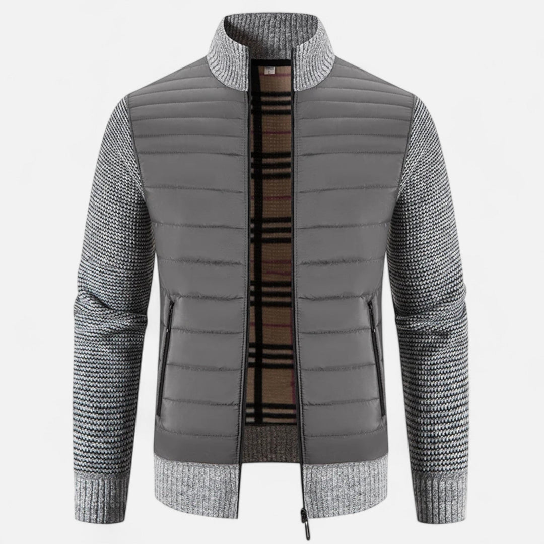 Abrigo largo moderno drapeado de cuello alto para hombre