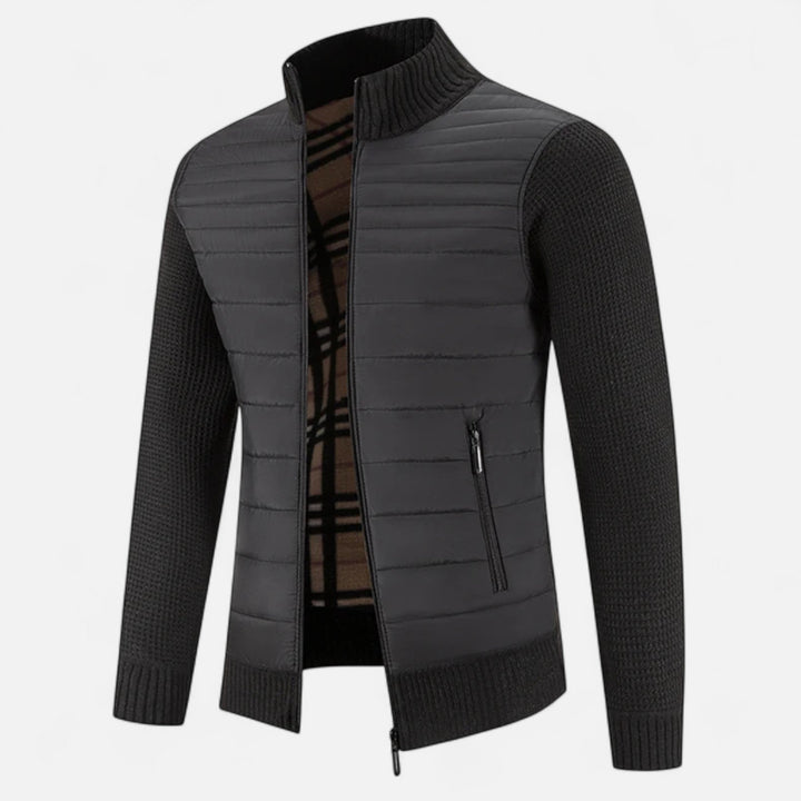 Abrigo largo moderno drapeado de cuello alto para hombre