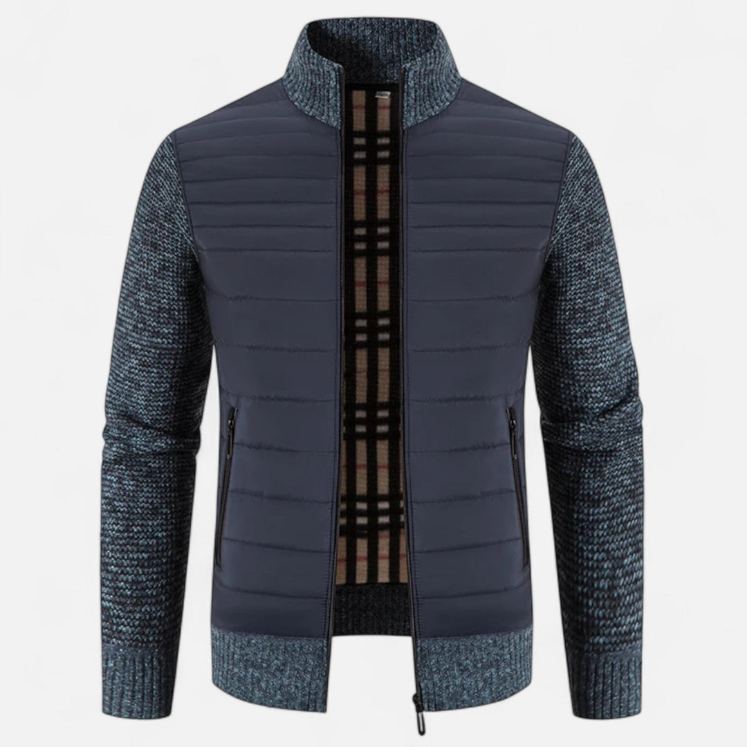 Abrigo largo moderno drapeado de cuello alto para hombre