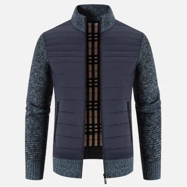 Abrigo largo moderno drapeado de cuello alto para hombre