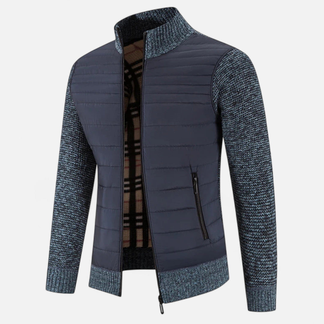 Abrigo largo moderno drapeado de cuello alto para hombre